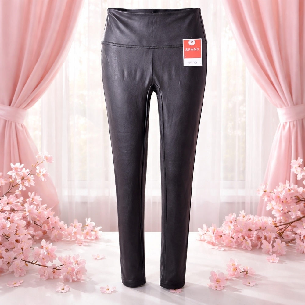 SPANX Sleek Black Leatherette Leggings